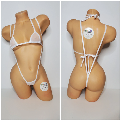 White Mesh ***VERY SHEER*** w/ Choose Your Trim Color 2 Piece Micro Bikini Set-0