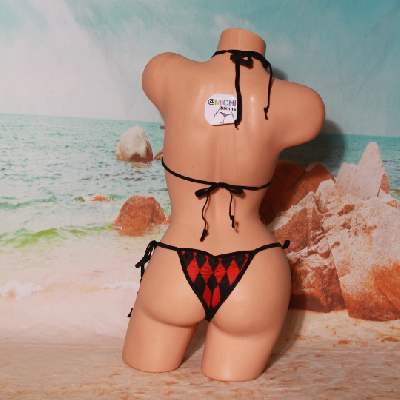 Harlequin Black & Red Diamonds w Black Trim  Bikini Set One Size-0