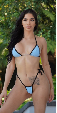 Baby Blue with Your Choice Trim Color 2 Piece Micro String Bikini Set One Size