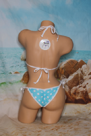 Baby Blue with White Polka Dots with White Trim 2pc Bikini Set-2