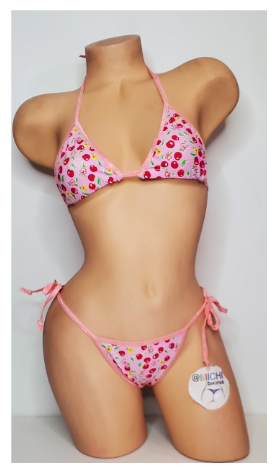 Baby Pink w/ Cherry Pattern with Baby Pink Trim Micro Bikini Set One Size-0