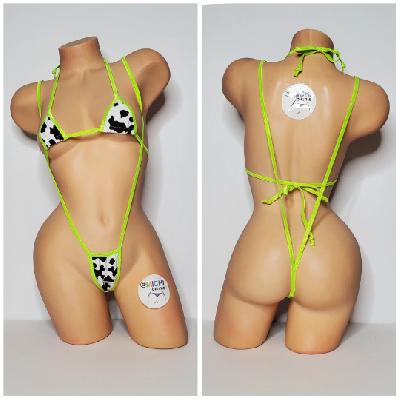 Black and White Cow Print Choose Your Trim Color  2 Piece Bikini Set-27