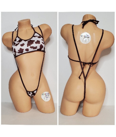brown cow micro bikini tiny bikini string bikini beachwear