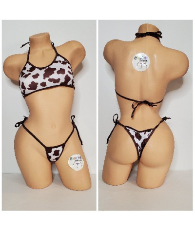 brown cow micro bikini tiny bikini string bikini beachwear