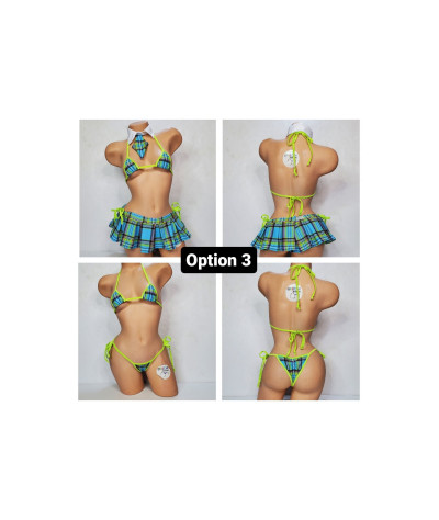 sky-blue-neon-green-plaid-w-neon-green-trim-micro-mini-skirt-costume-micro-top-pleated-skirt-5-piece-set