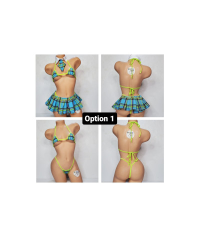 sky-blue-neon-green-plaid-w-neon-green-trim-micro-mini-skirt-costume-micro-top-pleated-skirt-5-piece-set
