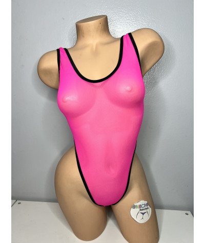 hot-pink-mesh-with-your-choice-trim-color-very-sheer-1-piece-bodysuit-size-small