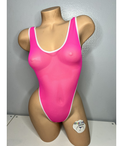 hot-pink-mesh-with-your-choice-trim-color-very-sheer-1-piece-bodysuit-size-small
