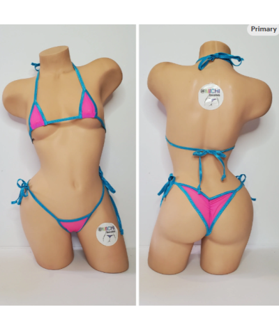 hot-pink-mesh-with-your-choice-trim-color-scrunch-butt-2-piece-micro-string-bikini-set-one-size