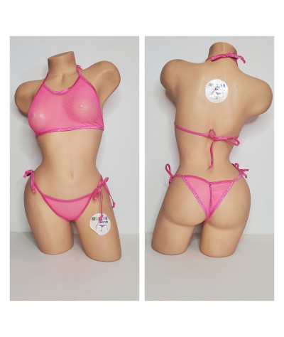 hot-pink-medium-hole-fishnet-very-sheer-w-your-choice-trim-color-2-piece-micro-bikini-set