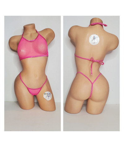 hot-pink-medium-hole-fishnet-very-sheer-w-your-choice-trim-color-2-piece-micro-bikini-set