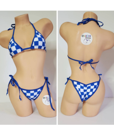 blue-white-big-checker-pattern-w-your-choice-trim-color2-piece-micro-string-bikini-set-one-size