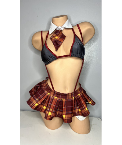 dark-red-plaid-micro-mini-pleated-skirt-costume-5-piece-set-w-grey-w-dark-red-trim-bikini-w-your-choice-coverage-combo