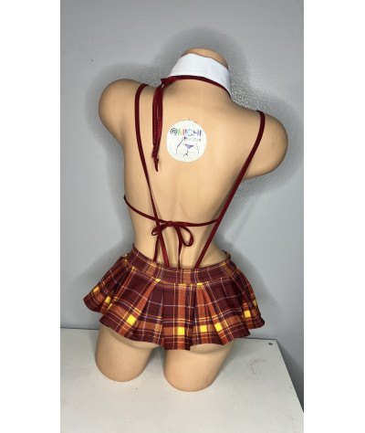 dark-red-plaid-micro-mini-pleated-skirt-costume-5-piece-set-w-grey-w-dark-red-trim-bikini-w-your-choice-coverage-combo