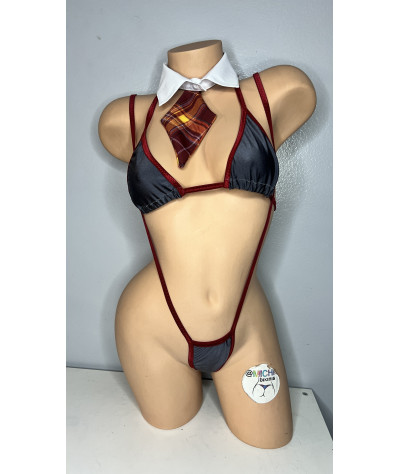 dark-red-plaid-micro-mini-pleated-skirt-costume-5-piece-set-w-grey-w-dark-red-trim-bikini-w-your-choice-coverage-combo