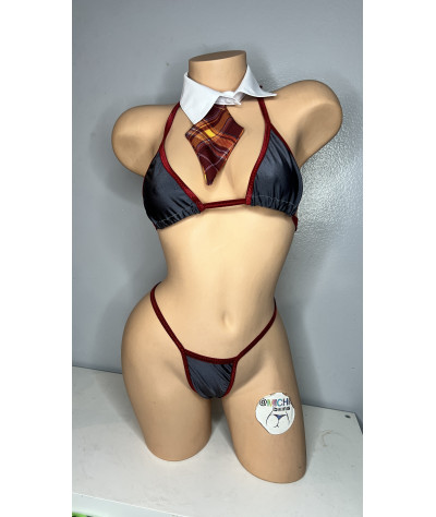 dark-red-plaid-micro-mini-pleated-skirt-costume-5-piece-set-w-grey-w-dark-red-trim-bikini-w-your-choice-coverage-combo