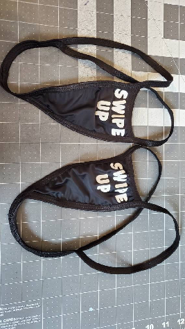 Set of 2 Black with Black Trim w/ "SWIPE UP" Iron-On Y Back Thongs Bottoms ONLY
