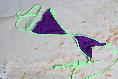 Purple with Your Choice Trim Color 2 Piece Micro String Bikini Set One Size-5