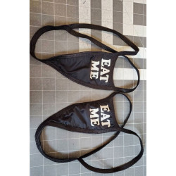 Set of 2 Black with Black Trim w/ "SWIPE UP" Iron-On Y Back | MichiBikinis